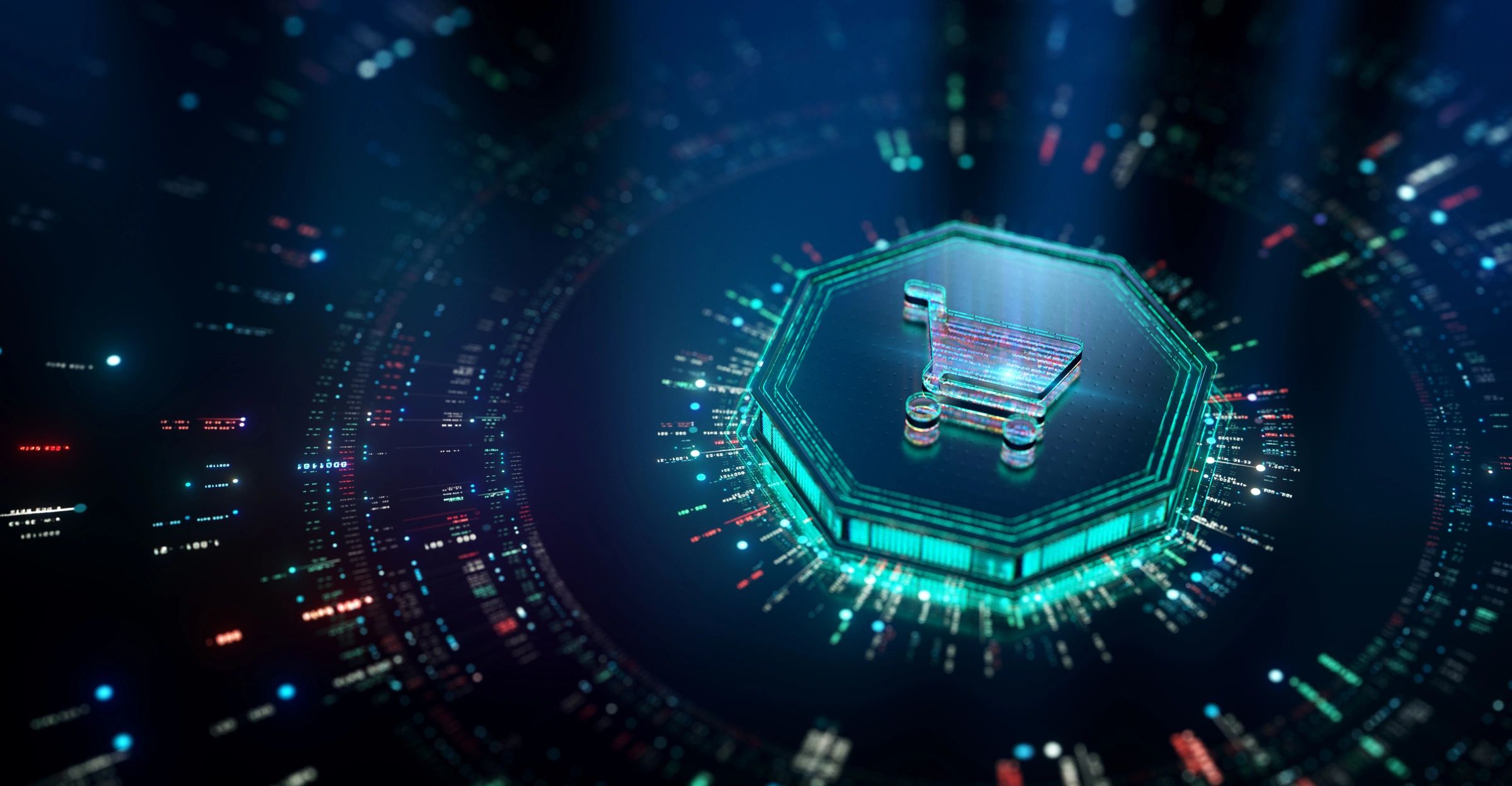Futuristic online shopping graphic representing TikTok Shop growth support